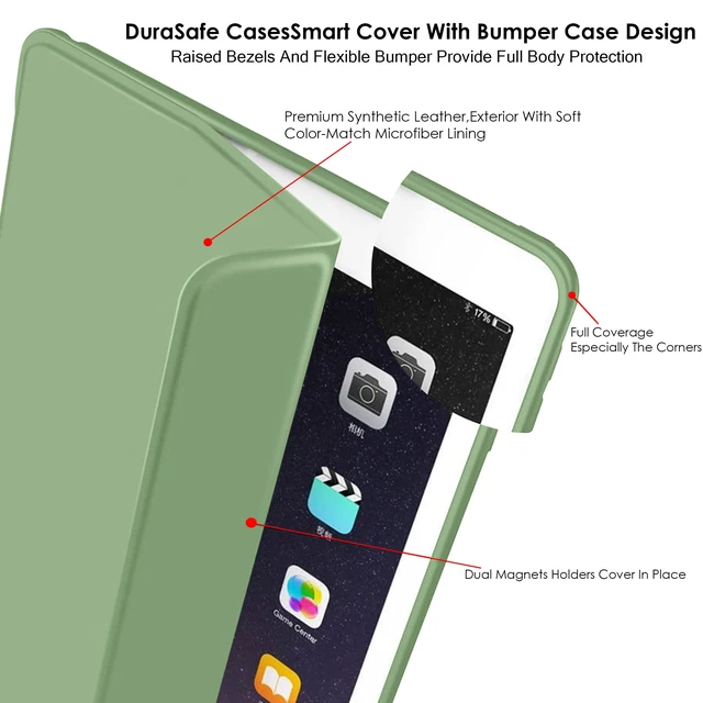 Alt view image 5 of 5 - DuraSafe Cases for iPad 2014 Air 2nd 9.7 inch TPU Cover A1566 MGLW2LL/A MGL12LL/A MH0W2LL/A A1567 MGKM2LL/A MH182LL/A MGKL2LL/A MGTY2LL/A MH1J2LL/A MGTX2LL/A MH2V2LL/A MH2W2LL/A MH2U2LL/A - Tea Green