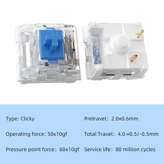 Alt view image 3 of 5 - ZhouWang 108PCS Blue Click Switch,Clicker for 3D Prints Gaming Keyboards.