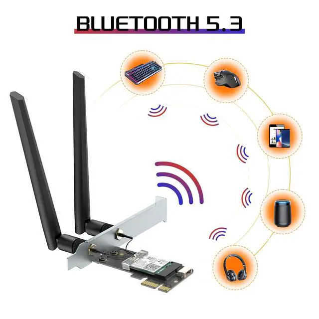 Alt view image 3 of 5 - WiFi 6E AX210 PCIe WiFi Network Card BT5.3 for Desktop PC, Tri-Band 6Ghz/5GHz/2.4GHz Wireless Adapter with AX210ngw chip, MU-MIMO, WPA3, OFDMA, Low-Profile Bracket, Support Windows 11/10(64Bit)