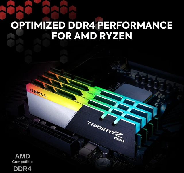 Alt view image 2 of 4 - G.SKILL Trident Z Neo Series DDR4 RAM (XMP) 32GB (4x8GB) Up to 3600MT/s* CL18-22-22-42 1.35V Intel AMD Desktop Computer Memory U-DIMM (F4-3600C18Q-32GTZN)