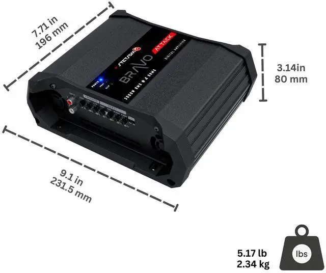 Alt view image 3 of 5 - Stetsom Bravo Attack 3000 4 Ohms Mono Car Amplifier, 3000.1 3K Watts RMS, 4 Stable Car Audio, Full Range HD Sound Quality, 3000x1, Crossover & Bass Boost, Car Stereo Speaker MD, Smart Coolers