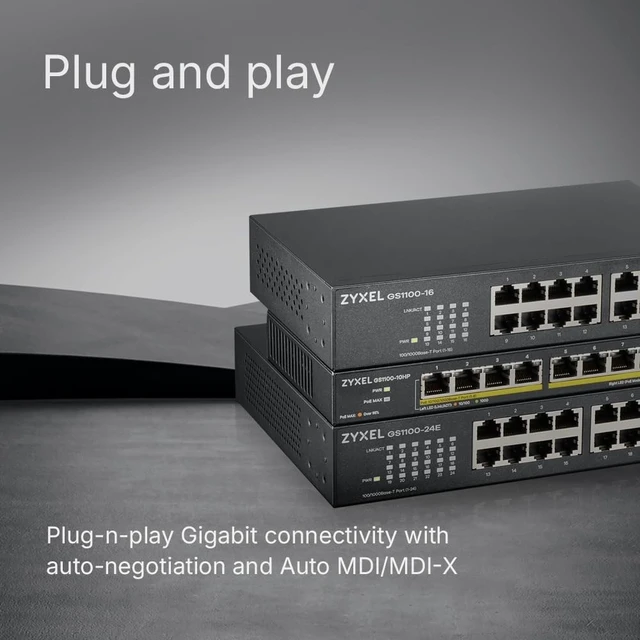 Alt view image 5 of 5 - Zyxel 10 Port Network Ethernet Switch ^^ Unmanaged GbE PoE+ ^^ GS1100-10HP