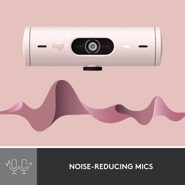 Alt view image 5 of 5 - Logitech Brio 500 Full HD 1080p Webcam with Auto Light Correction, Dual Noise Reduction Mics, Privacy Cover, Works with Teams, Meet, Zoom - Rose
