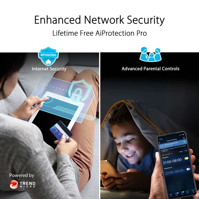 Alt view image 5 of 5 - ASUS RT-AX5400 Dual Band WiFi 6 Extendable Router, Lifetime Internet Security Included, Instant Guard, Advanced Parental Controls, Built-in VPN, AiMesh Compatible, Gaming & Streaming, Smart Home