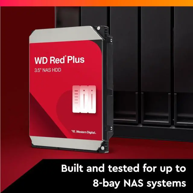 Alt view image 3 of 5 - Western Digital 8TB WD Red Plus NAS Internal Hard Drive HDD - 5640 RPM, SATA 6 Gb/s, CMR, 256 MB Cache, 3.5" - WD80EFPX