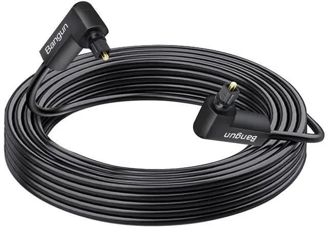 Main image of Double 90 Degree Optical Audio Cable - 40ft, Slim Digital Audio Optical, SPDIF, 360 Degree Right Angle Fiber Optic Toslink Compatible for Sound Bar, HDTV, PS3/PS4, Xbox, Home Theater