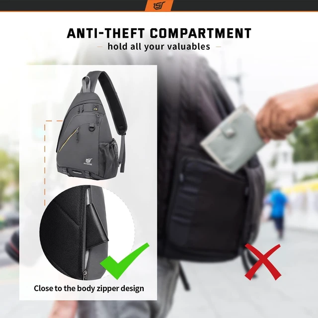 Alt view image 3 of 5 - SKYSPER Sling Laptop Bag (Up to 13 Inch) - 18L Crossbody Sling Backpack Travel Shoulder Bag Hiking Daypack for Men Women(Darkgrey)