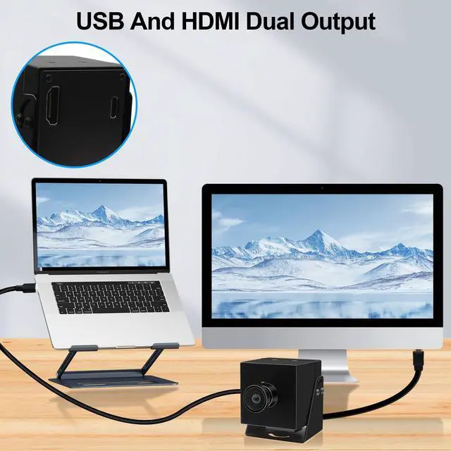Alt view image 3 of 5 - MMlove 4K HDMI Camera High Speed 60FPS USB Webcam 8MP Streaming with 120 Wide Angle Lens H.264 2X Digital Zoom Simultaneous Output Close up Lightburn for PC Laptop