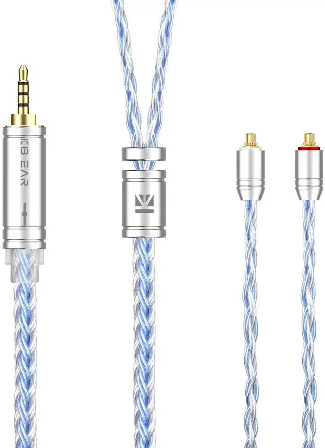 Main image of 16 Cores 5N single Crystal Copper Cable,KBEAR ST16 Headphone Cable Silver-plated Upgrade Wire Silver MMCX Replacement Earphone Wire Cable for FILO FH3 FD3 FF5 (MMCX 2.5mm Audio Jack, Silver-Blue)