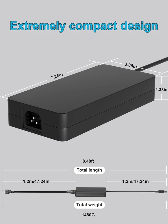 Alt view image 4 of 5 - HSXIRQA 330W Charger Compatible with Msi Raider 18 A18 GE67HX GE68 GE77 GE78 HX GE76 GE66 Vector 17 16 A16 GP78HX GP68 GP76 GP66 HX Titan GT77 CreatorPro X17 HX Stealth A18 A16 18 17 16 GP76 Laptop
