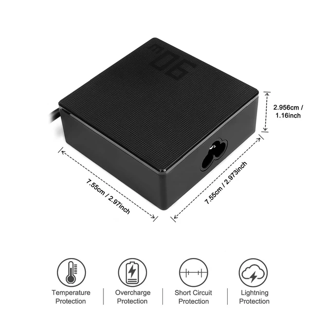 Alt view image 3 of 5 - 90W Charger Compatible with Asus Monitor Power Cord Rog Strix PG279Q PG279 PG279QZ XG27UQ PG259QN TUF Gaming VG27AQ VG32VQR VG35VQ Vivo AiO V230I V230IC AC Adapter ADP-90LE B