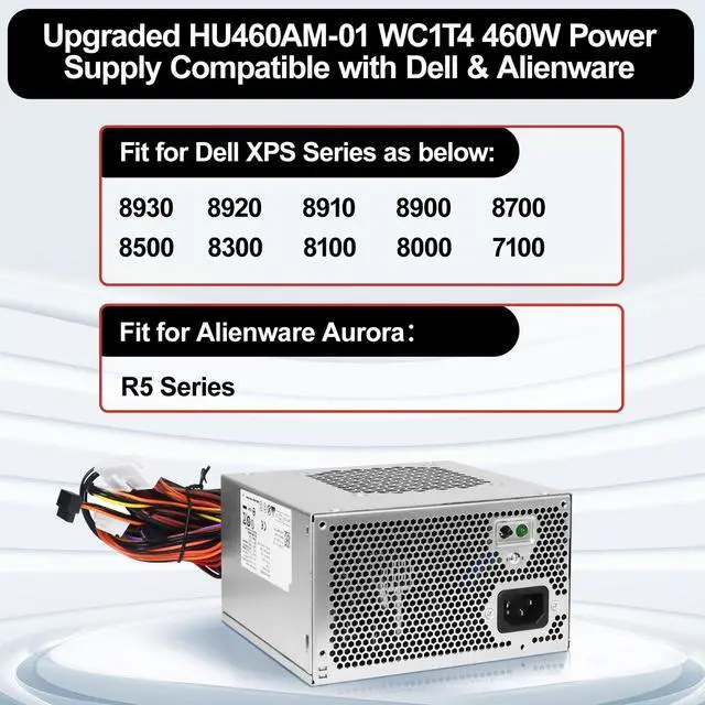 Alt view image 3 of 5 - LXun Upgrad HU460AM-01 WC1T4 D460AM-03 460W Power Supply Compatible with Dell XPS 8930 8920 8910 8900 8700 8300 Alien-Ware Aurora R5 Replacs DPS-460DB-15 AC460AM-01 WY7XX L350AM-00 AC460AD-00 PSU