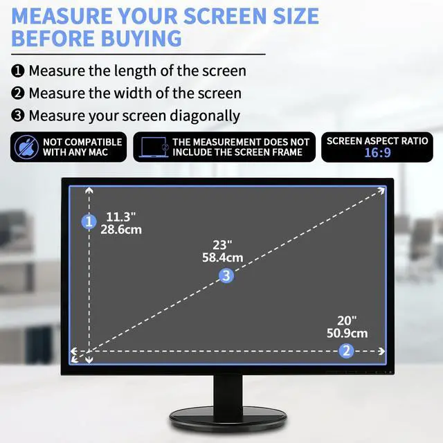 Alt view image 2 of 5 - F FORITO 2-Pack 23 inch Anti Glare Matte Computer Screen Protector for 16:9 Monitor, Computer Screen Cover Compatible with 23" Acer/ASUS/HP/Dell Desktop