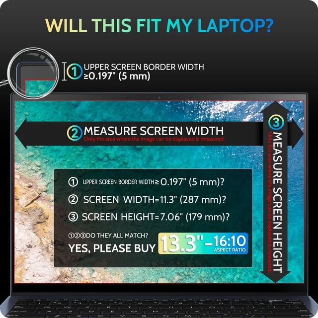 Alt view image 3 of 4 - Peslv Magnetic Laptop Privacy Screen 13.4 & 13.3 inch for 16:10 Computer Monitor, 13" Removable Anti Glare Protector Blue Light Filter Shield Compatible with Lenovo Hp Dell Acer Asus Th