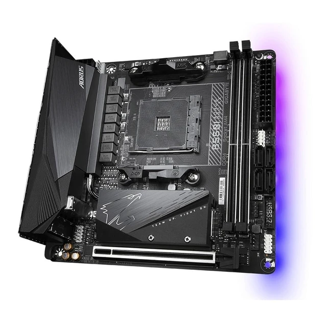 Alt view image 3 of 4 - GIGABYTE B550I AORUS PRO AX AMD AM4 ITX Motherboard, Supports Ryzen 5000/4000/3000 Series, DDR4, 6+2 Power Phase, 2X M.2, PCIe 4.0, USB-C, WiFi 6, 2.5 GbE LAN, Q-Flash Plus, WiFi EZ-Plug,