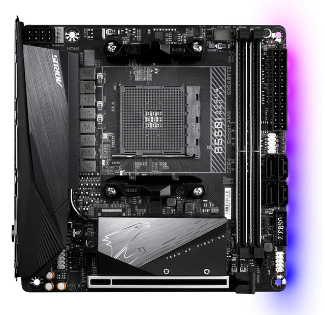 Alt view image 2 of 4 - GIGABYTE B550I AORUS PRO AX AMD AM4 ITX Motherboard, Supports Ryzen 5000/4000/3000 Series, DDR4, 6+2 Power Phase, 2X M.2, PCIe 4.0, USB-C, WiFi 6, 2.5 GbE LAN, Q-Flash Plus, WiFi EZ-Plug,