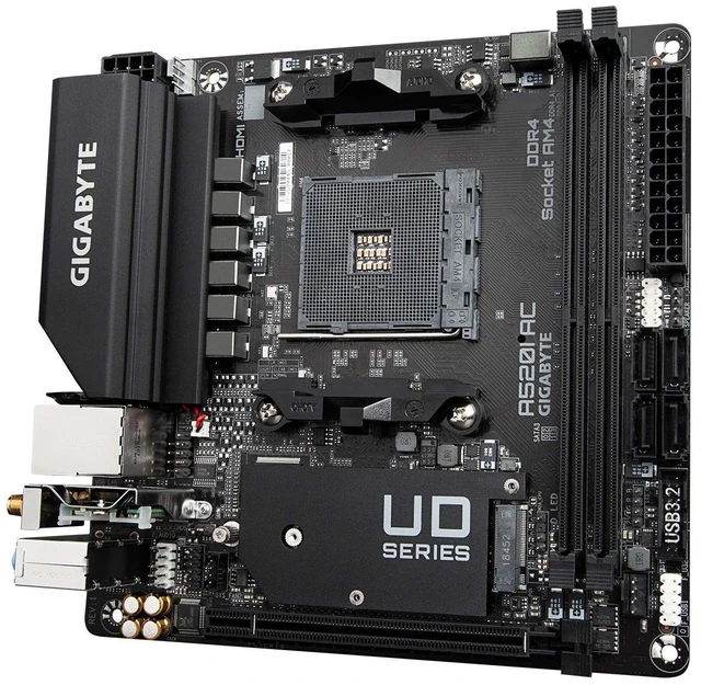 Alt view image 3 of 5 - Gigabyte A520I AC (AMD Ryzen AM4/Mini-ITX/Direct 6 Phases Digital PWM with 55A DrMOS/Gaming GbE LAN/Intel WiFi+Bluetooth/NVMe PCIe 3.0 x4 M.2/3 Display Interfaces/Q-Flash Plus/Motherboard