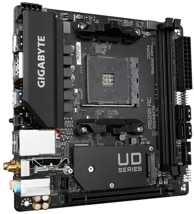 Alt view image 4 of 5 - Gigabyte A520I AC (AMD Ryzen AM4/Mini-ITX/Direct 6 Phases Digital PWM with 55A DrMOS/Gaming GbE LAN/Intel WiFi+Bluetooth/NVMe PCIe 3.0 x4 M.2/3 Display Interfaces/Q-Flash Plus/Motherboard