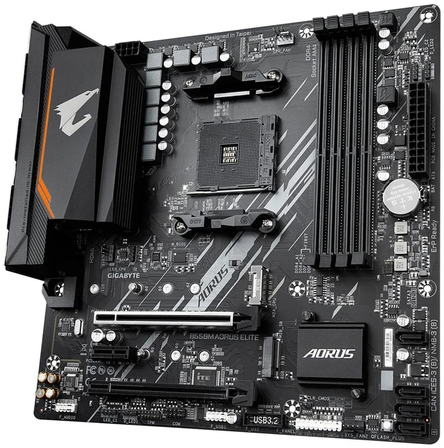 Alt view image 3 of 5 - Gigabyte GIGABYTE B550M AORUS Elite (AM4/ AMD/ B550/ Micro-ATX/ DDR4/ Dual M.2/ PCIe 4.0/ Realtek GbE LAN/Gaming Motherboard)