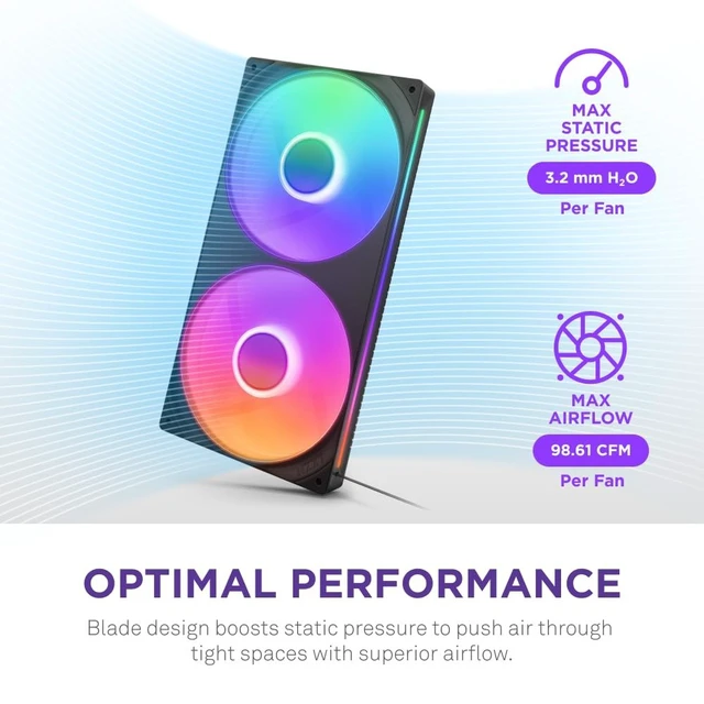 Alt view image 4 of 5 - NZXT F280 RGB Core - 280mm Single-Frame RGB Fan Unit - Black