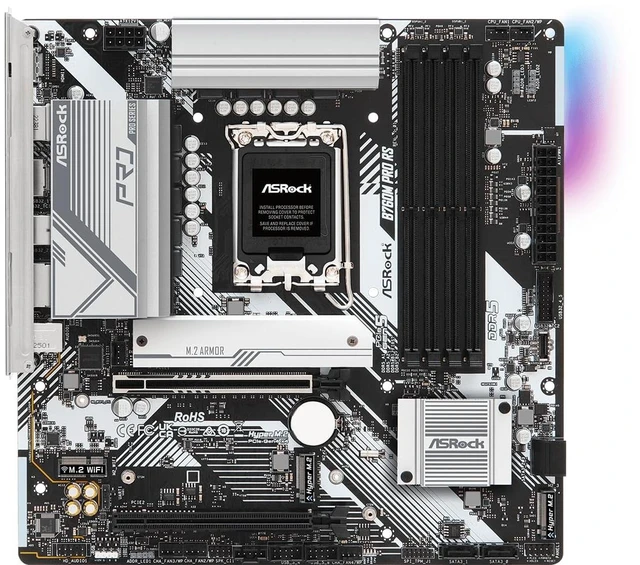 Alt view image 2 of 5 - ASRock B760M Pro RS Motherboard DDR5 7200MHz HDMI DisplayPort eDP PCIe Gen5 (Graphics) 14th 13th 12th Gen Intel Core Processors LGA1700 192GB
