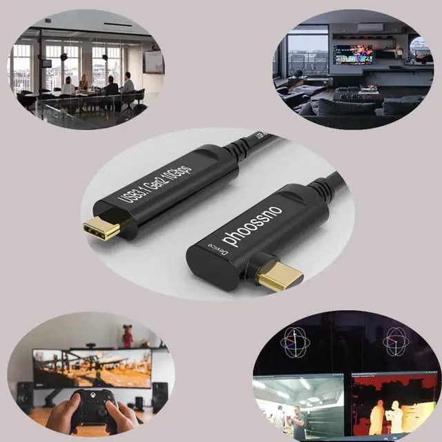 Alt view image 5 of 5 - phoossno USB C to C Fiber Optical Cable USB 3.2Type C Cable 10Gbps 50FT Compatible with Microsoft Azure Logitech Camera Aver &Vaddio & Barco ClickShare Touch Screen Kinect Intel Rea