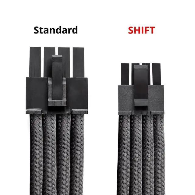 Alt view image 4 of 5 - CableMod C-Series Pro ModFlex Sleeved 12V-2x6 12VHPWR StealthSense PCIe Cable for Corsair Type 5 RMX Shift (16 to 90 16-pin, Black + Red)