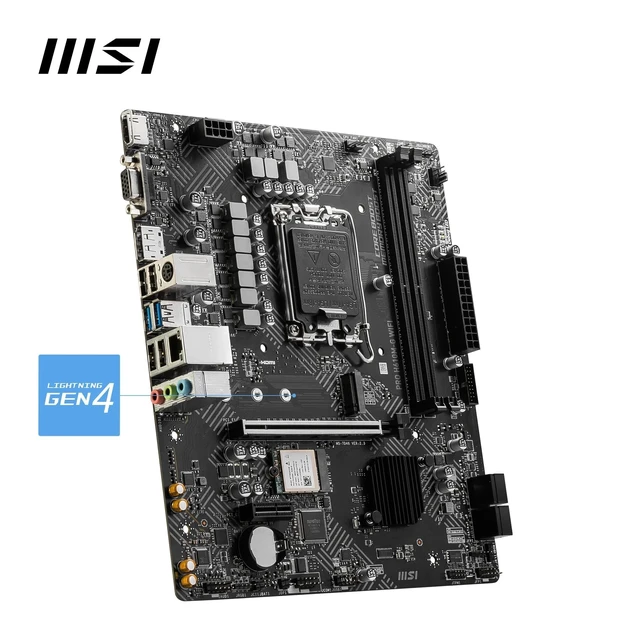 Alt view image 5 of 5 - MSI PRO H610M-G WiFi Motherboard, Micro-ATX - Supports Intel Core 14th, 13th and 12th Gen Processors, LGA 1700 - DDR5 Memory Boost 5600MHz/MAX, PCIe 4.0 x16 Slot, M.2 Gen3, Wi-Fi 6E, BT 5.3