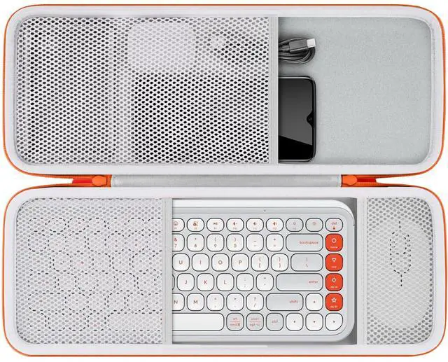 Main image of co2CREA Hard Case Compatible with Logitech POP ICON Combo, Bluetooth Keyboard and Mouse Combo (White Orange Case)