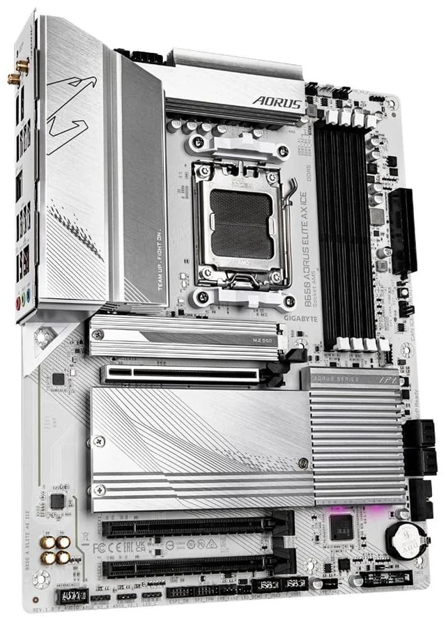 Alt view image 4 of 4 - Gigabyte B650 AORUS ELITE AX ICE AMD AM5 Socket Motherboard, ATX, 4x DDR5 Slots, 3x M.2 Sockets, 2x USB-C Port, Fitted I/O Shield, 2.5GbE LAN, Wi-Fi 6E, 1x DisplayPort / 1x HDMI Port