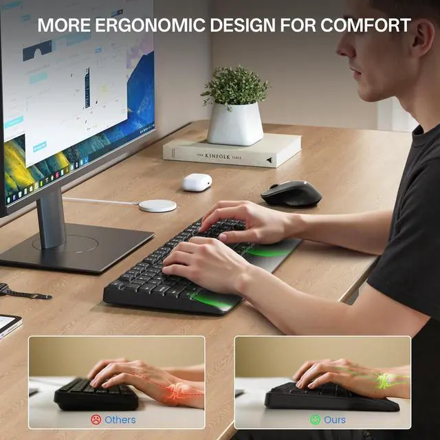 Alt view image 2 of 5 - PHILIPS Wireless Keyboard and Mouse Combo-Ergonomic Keyboard and Mouse Wireless Combo,Plug n' Play,Sleep Mode and 2.4GHz Keyboard for Mac, Windows, Laptop-SPT6348
