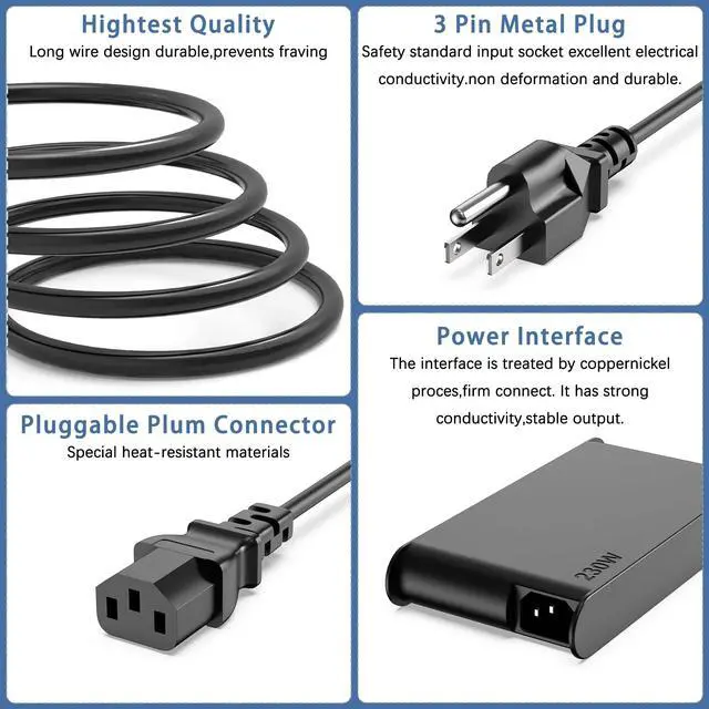 Alt view image 2 of 5 - EWAMESIT 230W Charger AC Adapter ADL230SCC3A SA10R16890 Compatible with Lenovo Legion Charger, Legion 5-15 5i-15 5P-15 5Pro-16 Thinkpad P51 P52 P53 P51 P50 P70 Ideapad Y740 Y900 Y910 Laptop Power