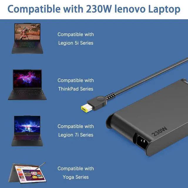 Alt view image 3 of 5 - EWAMESIT 230W Charger AC Adapter ADL230SCC3A SA10R16890 Compatible with Lenovo Legion Charger, Legion 5-15 5i-15 5P-15 5Pro-16 Thinkpad P51 P52 P53 P51 P50 P70 Ideapad Y740 Y900 Y910 Laptop Power
