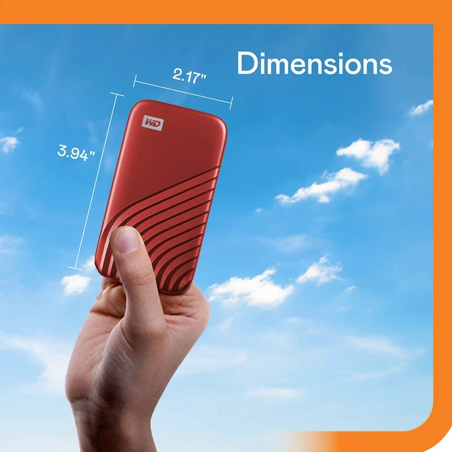 Alt view image 3 of 5 - Western Digital 2TB My Passport SSD Portable External Solid State Drive, Red, Sturdy and Blazing Fast, Password Protection with Hardware Encryption - WDBAGF0020BRD-WESN