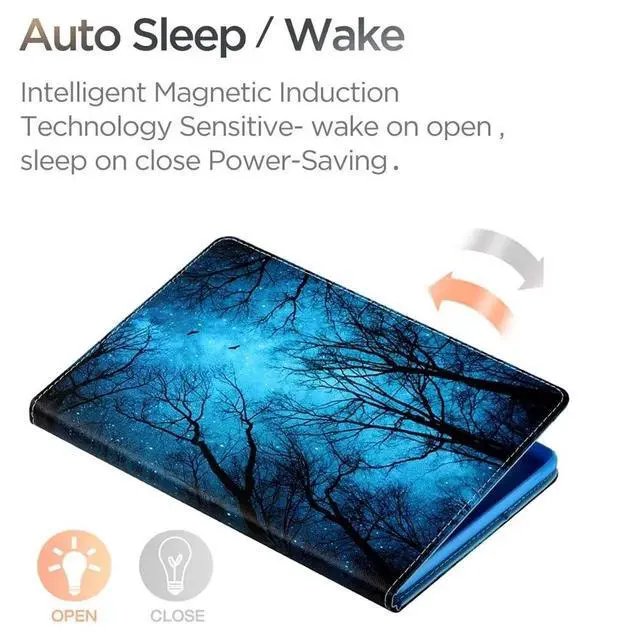 Alt view image 4 of 5 - MonsDirect Case for Fire HD 10 Tablet (2021 Release 11th Generation) & Fire HD 10 Plus Tablet, Smart Auto Wake Sleep Flip Case Stand Protective Cover with Card Slot, Forest