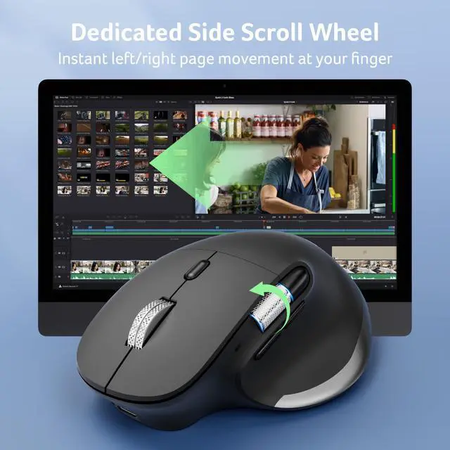Alt view image 5 of 5 - Acer Ergonomic Mouse Wireless Rechargeable with Side Scroll for Laptop/Mac