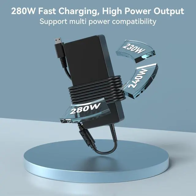 Alt view image 5 of 5 - OSISZI 280W 20V 14A Charger A18-280P1A Compatible with MSI Raider 18 HX GS77 GE66 GE68 GE76 Raider GE78hx GE67hx GE68hx GS77 Stealth 18 HX AI 18'' CreatorPro Z17 Z16 GP76 GP66 Power AC Adapter