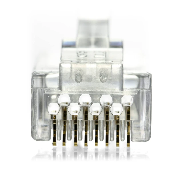 Alt view image 4 of 5 - NTW Gold Plated Lockable CAT6/6a RJ45 Pass Through Connectors (100 Pack), EZ to Crimp Modular Plug with Boots for Solid or Stranded UTP 23/24 AWG Cable