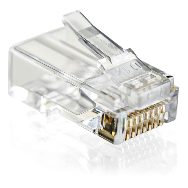 Alt view image 5 of 5 - NTW Gold Plated Lockable CAT6/6a RJ45 Pass Through Connectors (100 Pack), EZ to Crimp Modular Plug with Boots for Solid or Stranded UTP 23/24 AWG Cable