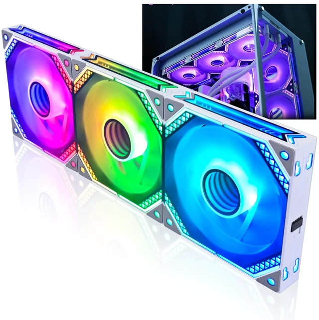 Main image of DS Wireless White Case Fans, 120MM LED Fans for PC Case, Computer CPU Cooler, Liquid Cooled Radiators System, Compatible with ASUS Aura, MSI Mystic Light (3Pack, G Series)