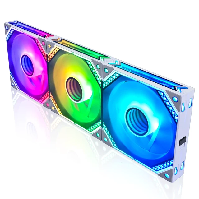 Alt view image 2 of 5 - DS Wireless White Case Fans, 120MM LED Fans for PC Case, Computer CPU Cooler, Liquid Cooled Radiators System, Compatible with ASUS Aura, MSI Mystic Light (3Pack, G Series)