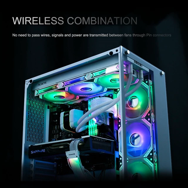 Alt view image 3 of 5 - DS Wireless White Case Fans, 120MM LED Fans for PC Case, Computer CPU Cooler, Liquid Cooled Radiators System, Compatible with ASUS Aura, MSI Mystic Light (3Pack, G Series)