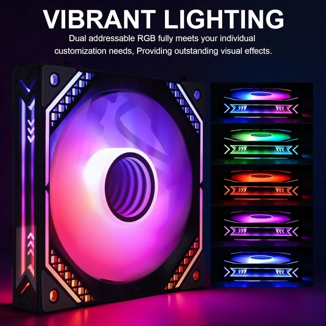 Alt view image 4 of 5 - DS Wireless White Case Fans, 120MM LED Fans for PC Case, Computer CPU Cooler, Liquid Cooled Radiators System, Compatible with ASUS Aura, MSI Mystic Light (3Pack, G Series)
