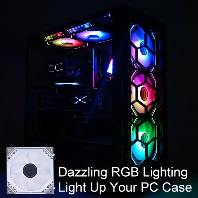 Alt view image 5 of 5 - DS Wireless White Case Fans, 120MM LED Fans for PC Case, Computer CPU Cooler, Liquid Cooled Radiators System, Compatible with ASUS Aura, MSI Mystic Light (3Pack, G Series)