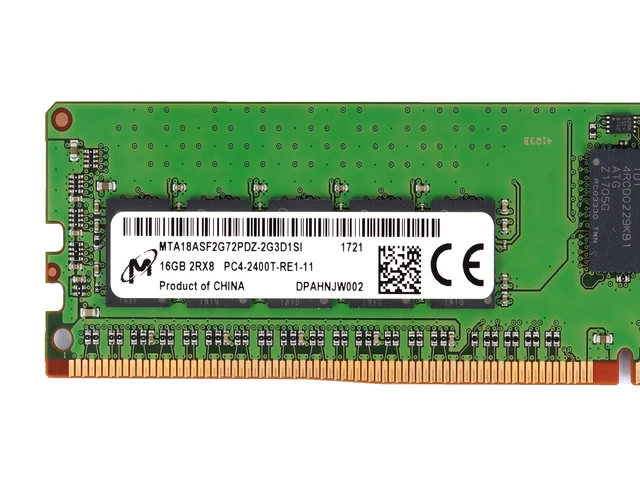 Alt view image 2 of 2 - MICRON 16GB PC4-2400T-R DDR4 Registered ECC 2RX8 Memory MTA18ASF2G72PDZ-2G3D1SI