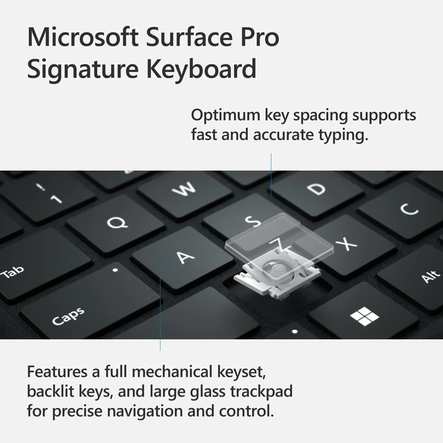 Alt view image 5 of 5 - Microsoft Surface Pro Signature Keyboard, Backlit Keys and Large Trackpad, Durable and Smooth Alcantara Material, Forest Colour