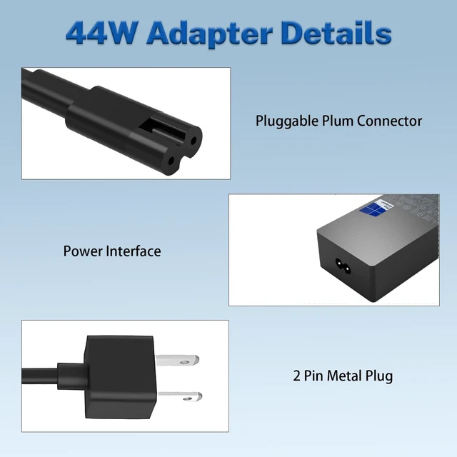Alt view image 5 of 5 - Original 44W 39W 36W 1800 1625 1735 Surface Laptop Charger Fit for Microsoft Surface Pro 6 5 4 3 Windows Surface Laptop 3 2 1 Surface Go Tablet Power Cord with 5V 1A USB Charging Port (44W)