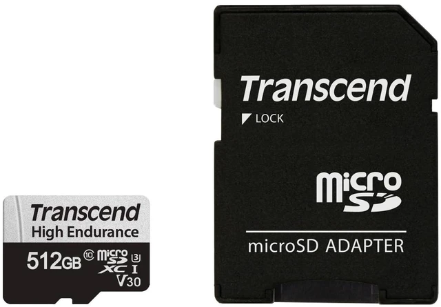 Main image of Transcend 512GB USD350V High Endurance microSD Card, 100MB/s, U3, C10, V30