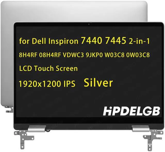 Main image of HPDELGB Replacement for Dell Inspiron 7440 7445 2-in-1 8H4RF 08H4RF VDWC3 9JKP0 W03C8 0W03C8 LCD Touch Screen Display Assembly 1920x1200 IPS Silver