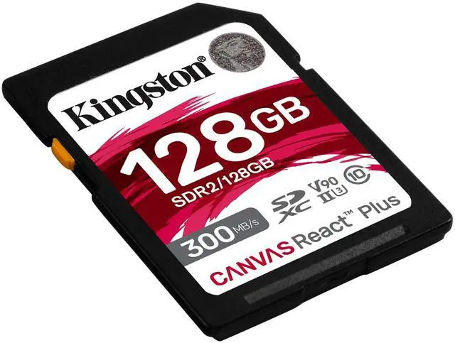 Alt view image 2 of 5 - Kingston Canvas React Plus 128GB SD Card ^^ SDXC UHS-II ^^ 300R/260W U3 V90 ^^ Full HD/4K/8K ^^ SDR2/128GB